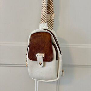 Women's sling bag white and brown $20